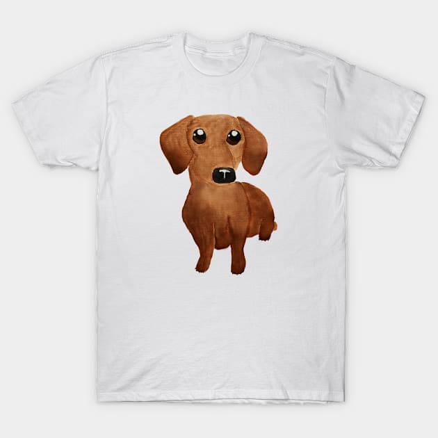 Watercolor cute dachshund puppy T-Shirt by WatercolorFun